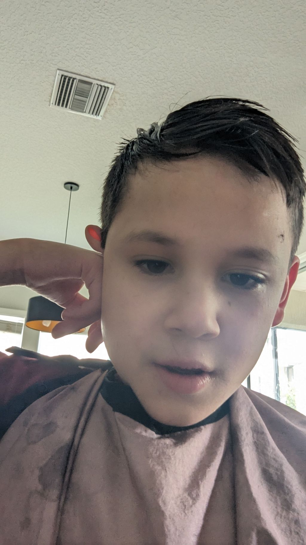 “Haircuts are scary but we look handsome after and are cared for by the nice&nbsp;lady.”